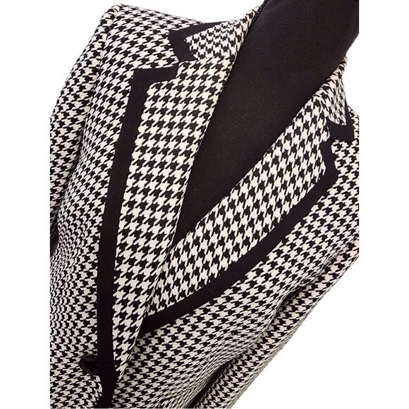 KASPER Houndstooth Blazer Size 8P Women's Black White Suit Coat Jacket Ladies - Picture 4 of 16
